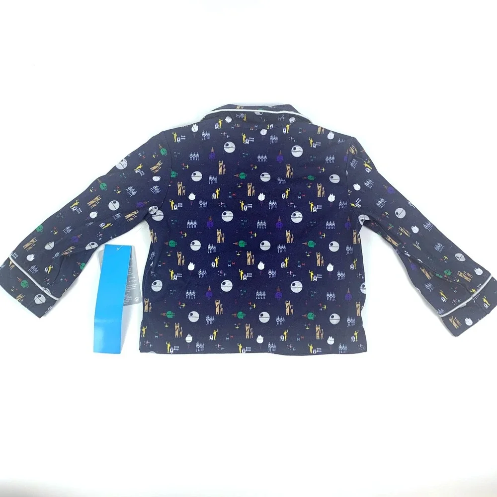 Disney Store Star Wars Pajama Set Kids Sz 2 Blue Death Star Falcon Droids Chewie